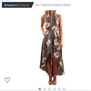 Women’s Floral, High Low, Halter Dress